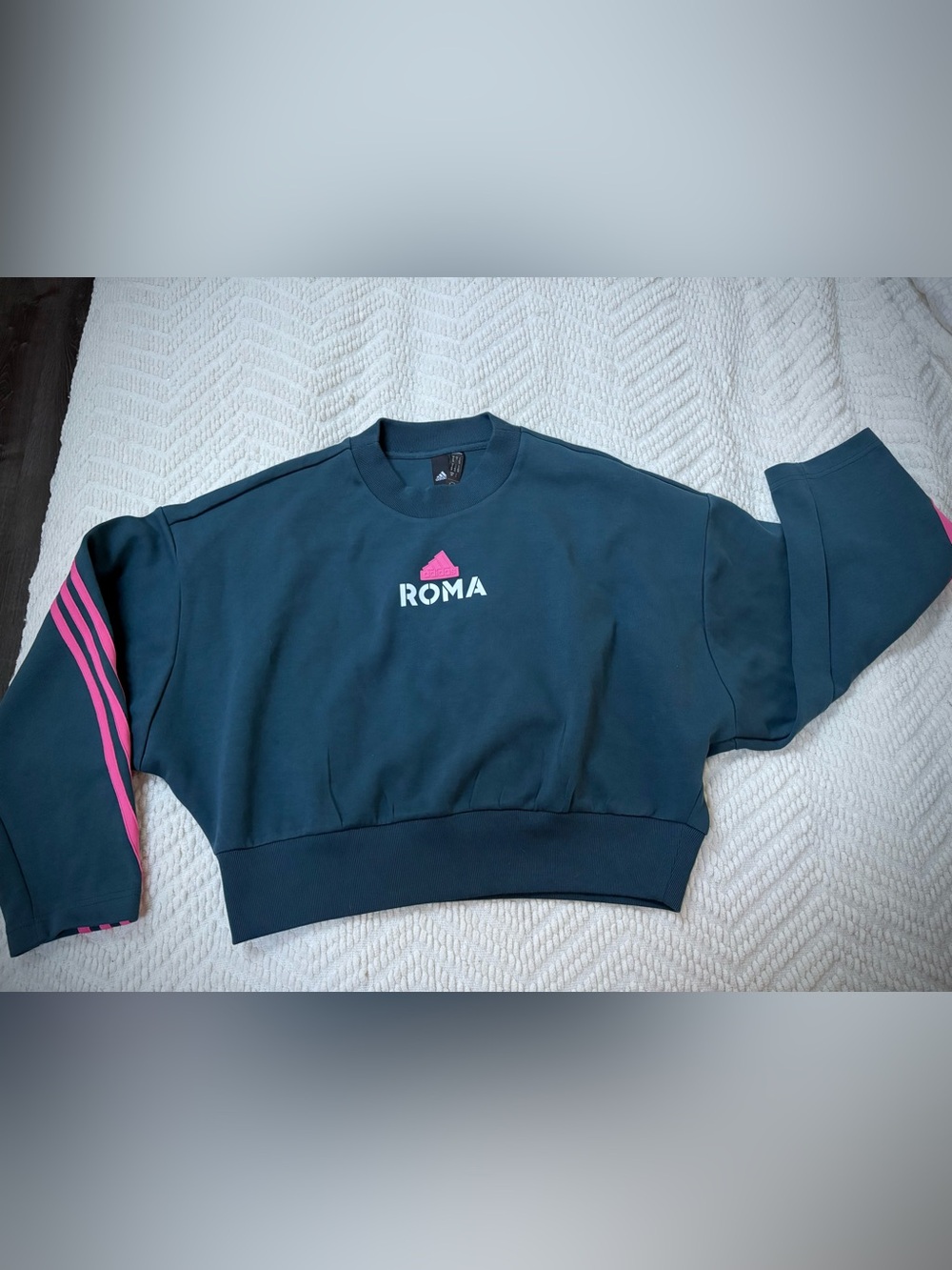 NWT❗️adidas Navy Sweatshirt with Pink Accent ROMA Logo